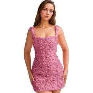 Floral Tulle Homecoming party dress dusty rose pink Size 6 cocktail whimsy